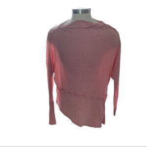 Free People Heather Pink Long Sleeve Semi-Sheer Ribbed Women’s Top Blouse XS